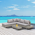 OUTSUNNY - Ensemble salon de jardin d'angle 5 places design contemporain coussins déhoussables table basse acier époxy résine tressée grise - vignette