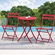 OUTSUNNY - Salon de jardin bistro pliable - table ronde Ø 60 cm avec 2 chaises pliantes - métal thermolaqué rouge - vignette