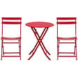 OUTSUNNY - Salon de jardin bistro pliable - table ronde Ø 60 cm avec 2 chaises pliantes - métal thermolaqué rouge - vignette