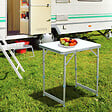 OUTSUNNY - Table pliante table de camping table de jardin hauteur réglable aluminium MDF blanc - vignette