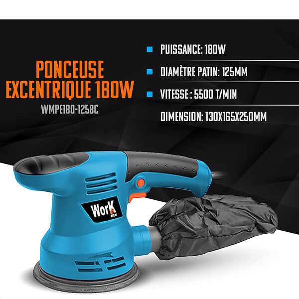 WORK MEN - Ponceuse excentrique 180W - 125MM - large