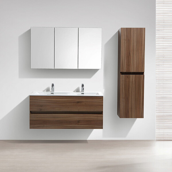 STANO - Meuble salle de bain design double vasque SIENA largeur 120 cm noyer - large
