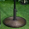 OUTSUNNY - Pied de parasol rond base de lestage Ø 48 x 34 cm résine imitation rotin poids net 14 Kg noir bronze - vignette