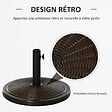 OUTSUNNY - Pied de parasol rond base de lestage Ø 48 x 34 cm résine imitation rotin poids net 14 Kg noir bronze - vignette