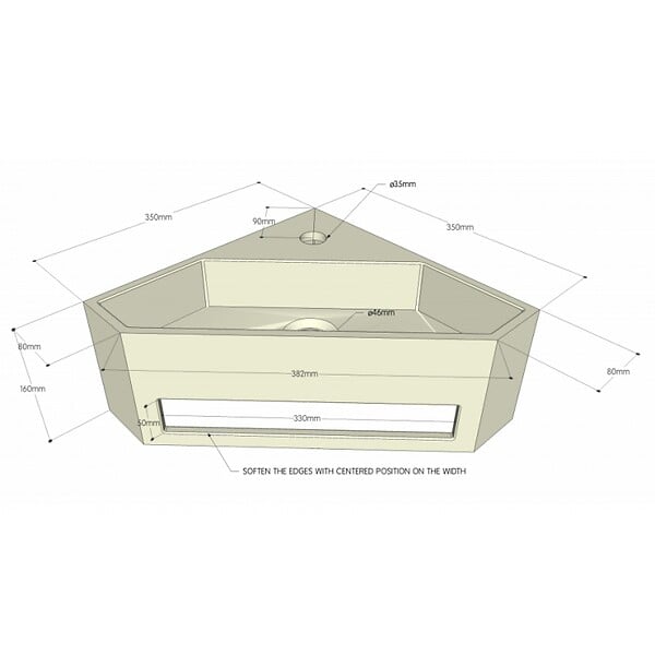 GODART - Lave mains d'angle scala pour wc en solid surface - large