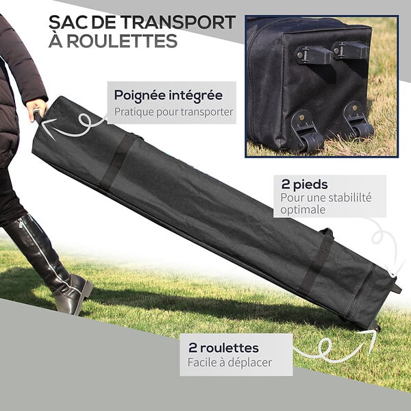 OUTSUNNY - Tonnelle barnum automatique pop-up dim. 2,53L x 2,53l x 2,68H m hauteur réglable nombreux accessoires inclus acier oxford blanc - large