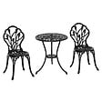 OUTSUNNY - Ensemble salon de jardin 2 places 2 chaises + table ronde fonte d'aluminium imitation fer forgé noir - vignette