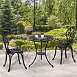 OUTSUNNY - Ensemble salon de jardin 2 places 2 chaises + table ronde fonte d'aluminium imitation fer forgé noir - vignette