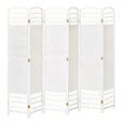 HOMCOM - Paravent intérieur 6 panneaux pliables séparateur de pièce bois de peuplier bambou fibres de papier tressée blanc paille - vignette