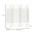 HOMCOM - Paravent intérieur 6 panneaux pliables séparateur de pièce bois de peuplier bambou fibres de papier tressée blanc paille - vignette