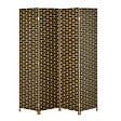 HOMCOM - Paravent intérieur 4 panneaux pliables séparateur de pièce bois de peuplier fibres de papier tressée chocolat paille - vignette