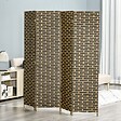 HOMCOM - Paravent intérieur 4 panneaux pliables séparateur de pièce bois de peuplier fibres de papier tressée chocolat paille - vignette