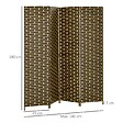 HOMCOM - Paravent intérieur 4 panneaux pliables séparateur de pièce bois de peuplier fibres de papier tressée chocolat paille - vignette