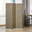 HOMCOM - Paravent intérieur 4 panneaux pliables séparateur de pièce bois de peuplier fibres de papier tressée chocolat paille - vignette