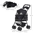 PAWHUT - Poussette buggy pliable chien chat panier rangement porte-gobelets tissu 300D Oxford imperméable 4 roues noir - vignette