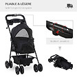PAWHUT - Poussette buggy pliable chien chat panier rangement porte-gobelets tissu 300D Oxford imperméable 4 roues noir - vignette