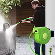 OUTSUNNY - Dévidoir mural enrouleur automatique pivotant 180Â° tuyau 20 + 2 m avec lance arrosage support mural intégré vert - vignette