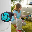 OUTSUNNY - Dévidoir mural enrouleur automatique pivotant 180Â° tuyau 10 + 1 m avec lance arrosage support mural intégré turquoise noir - vignette