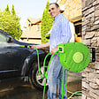 OUTSUNNY - Dévidoir mural enrouleur automatique pivotant 180Â° tuyau 10 + 1 m avec lance arrosage support mural intégré vert - vignette