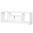 HOMCOM - Meuble TV banc TV design contemporain - 3 niches, placard double porte - dim. 120L x 30l x 41H cm - panneaux particules blanc - vignette