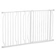 PAWHUT - Barrière de sécurité animaux - longueur réglable dim. 75-145 cm - porte double verrouillage, ouverture double sens -sans perçage - acier ABS blanc - vignette