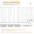 PAWHUT - Barrière de sécurité animaux - longueur réglable dim. 75-145 cm - porte double verrouillage, ouverture double sens -sans perçage - acier ABS blanc - vignette