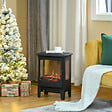 HOMCOM - Cheminée électrique poêle style néo-rétro 1000-2000 W simulation flammes LED luminosité réglable acier ABS noir - vignette