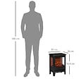 HOMCOM - Cheminée électrique poêle style néo-rétro 1000-2000 W simulation flammes LED luminosité réglable acier ABS noir - vignette