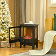 HOMCOM - Cheminée électrique poêle style néo-rétro 1000-2000 W simulation flammes LED luminosité réglable acier ABS noir - vignette