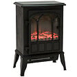 HOMCOM - Cheminée électrique poêle style rétro 1000-2000 W simulation flammes LED porte noir - vignette