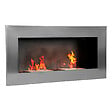 HOMCOM - Cheminée bioéthanol murale design Bauhaus double brûleur 3 L 110L x 14l x 54H cm couverture 25-30 m² acier inox. brossé - vignette