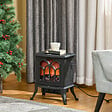 HOMCOM - Cheminée électrique poêle style rétro thermostat 750-1500 W noir - vignette