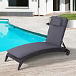 OUTSUNNY - Outsunny Matelas bain de soleil - coussin de transat - matelas de chaise longue - dim. 198L x 53l x 5H cm - coussin zippé déhoussable - tétière, cordons d'attache - polyester gris - vignette