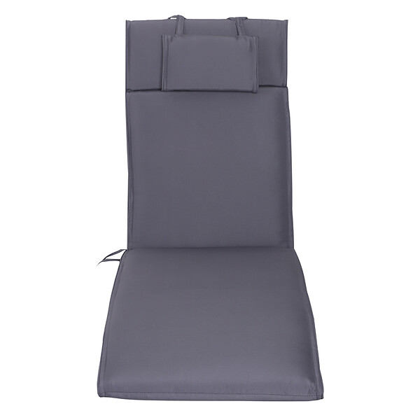 OUTSUNNY - Outsunny Matelas bain de soleil - coussin de transat - matelas de chaise longue - dim. 198L x 53l x 5H cm - coussin zippé déhoussable - tétière, cordons d'attache - polyester gris - large