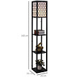 HOMCOM - Lampadaire étagère lampe étagère 26L x 26l x 160H cm 3 étagères 4 niveaux MDF noir motif nid d'abeille - vignette