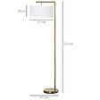 HOMCOM - Lampadaire design néo-rétro max. 40 W 153H cm abat-jour circulaire aspect lin blanc piètement structure métal doré - vignette
