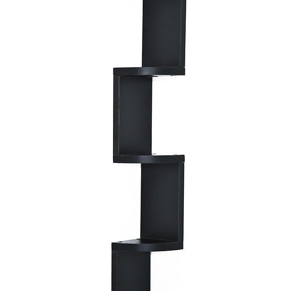 HOMCOM - HOMCOM Étagère d'angle design contemporain zig zag 5 niveaux 12L × 12l × 120H cm noire - large