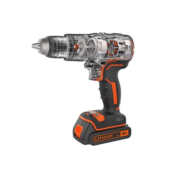 BLACK+DECKER - Perceuse à percussion 18V Brushless + Batterie lithium 1.5 Ah Black & Decker - large