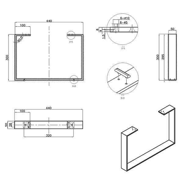 STANO - Jeu de 2 pieds design pour meubles suspendus finition chromée - large