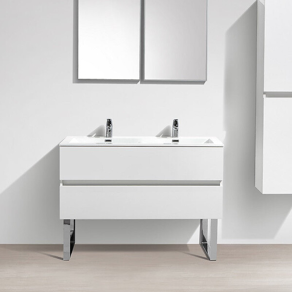 STANO - Jeu de 2 pieds design pour meubles suspendus finition chromée - large