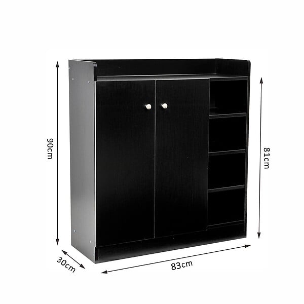 HOMCOM - Armoire / etagere / meuble a chaussures très pratique en panneaux de particules noir - large