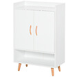 HOMCOM - Meuble à chaussures scandinave placard 2 portes 4 étagères pieds effilés inclinés bois massif panneaux particules blanc - vignette