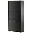 HOMCOM - Meuble à  chaussures 3 portes abattantes 3 compartiments MDF noir laqué - vignette