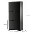 HOMCOM - Meuble à  chaussures 3 portes abattantes 3 compartiments MDF noir laqué - vignette