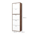 HOMCOM - Armoire à  chaussures meuble à  chaussures design contemporain 5 portes abattantes bicolore blanc marron foncé imitation bois - vignette