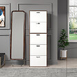 HOMCOM - Armoire à  chaussures meuble à  chaussures design contemporain 5 portes abattantes bicolore blanc marron foncé imitation bois - vignette