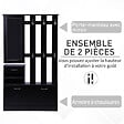HOMCOM - Ensemble de meubles d'entrée design contemporain : meuble chaussures, miroir et panneau porte-manteau panneaux de particules noir - vignette