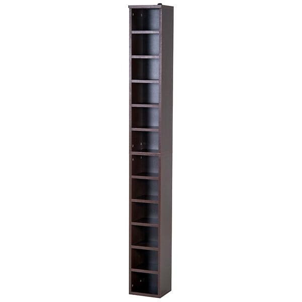 HOMCOM - Étagère colonne armoire de rangement CD 12 compartiments 21L x 20l x 175H cm capacité max. 204 CD coloris noyer foncé - large