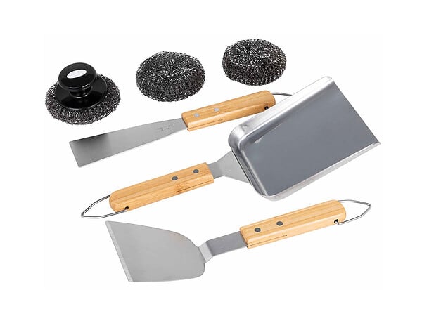 SOMAGIC - Valisette alu spéciale plancha ( spatule grattoir brosse, tampon recharge brosse et pelle à légumes) - large