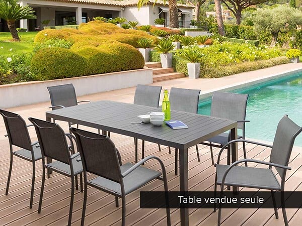 HESPERIDE - Table de jardin rectangulaire Piazza Aluminium 8 places Graphite - Hespéride - large